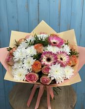 Букет цветов из:  Розы, Герберы и Хризантемы #REPLACE_PRED# Сурхахи