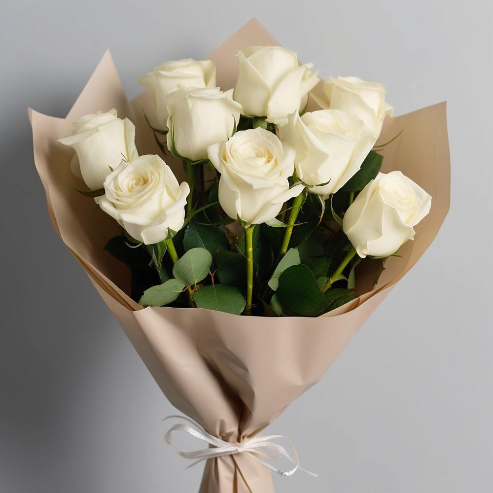 Букет 9 Белых роз Эдлесс Лав в Сурхахи