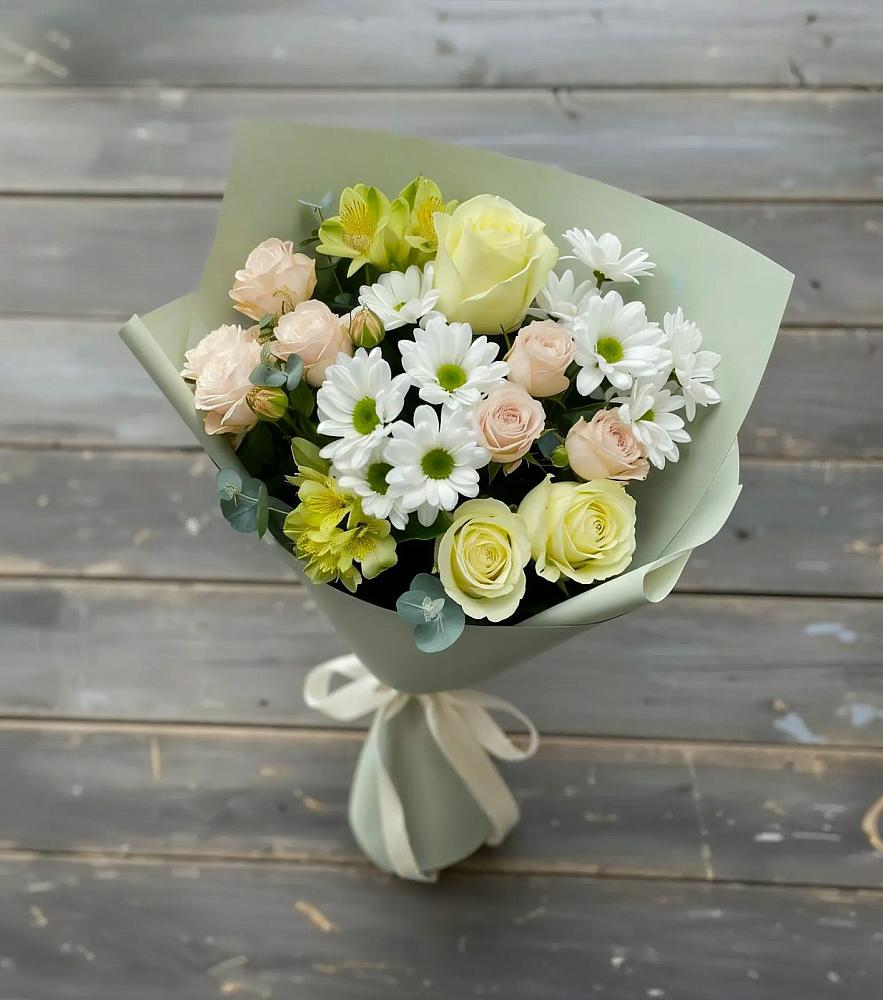 Букет цветов из: Альстромерии, Розы и Хризантемы в Сурхахи
