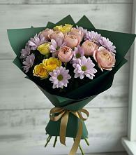 Букет цветов из:  Хризантемы и Розы #REPLACE_PRED# Сурхахи