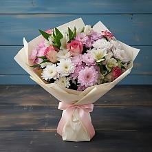 Букет цветов из:  Хризантемы, Альстромерии и Розы в Сурхахи