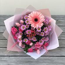 Букет цветов из:  Розы, Герберы и Хризантемы в Сурхахи