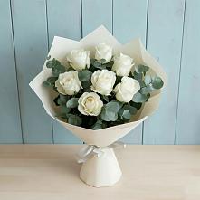 Букет Белые розы в Эвкалипте в Сурхахи